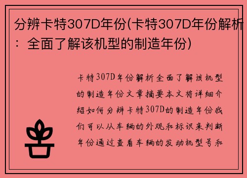 分辨卡特307D年份(卡特307D年份解析：全面了解该机型的制造年份)